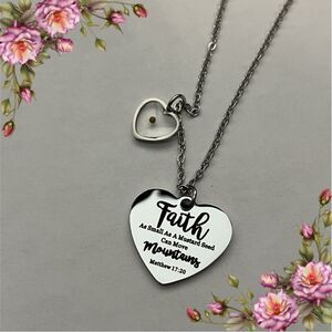 Stainless Steel Mustard Seed Necklace, Heart-Shaped Belief Necklace